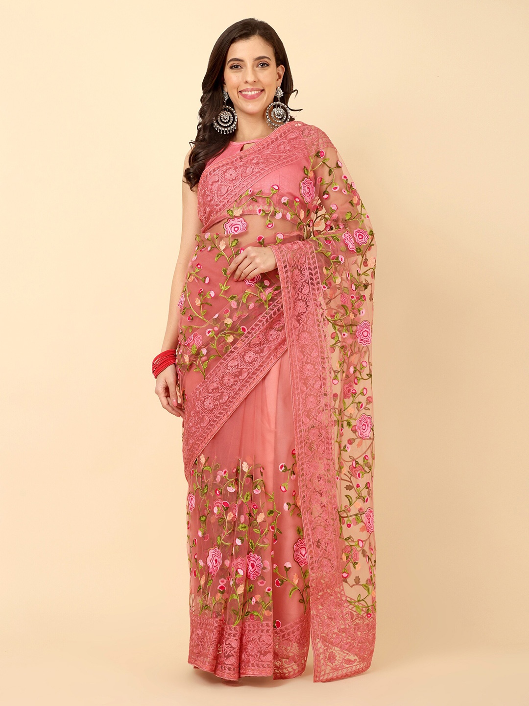 

Civamee Embroidered Net Designer Saree, Mauve