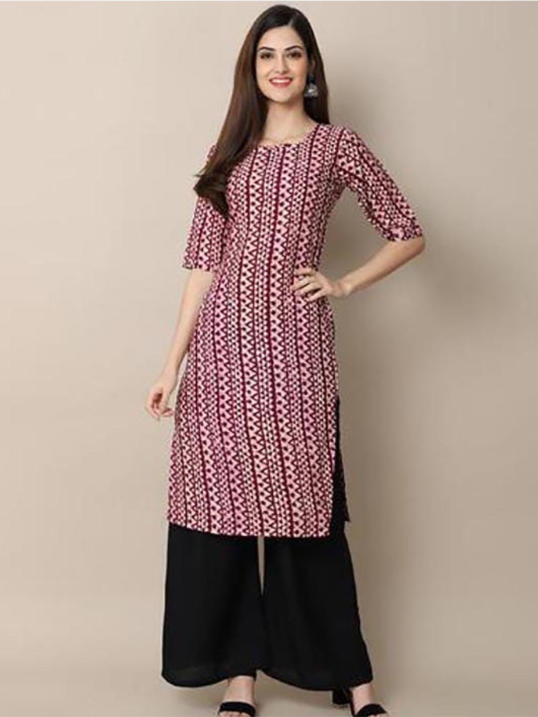 

Dream Beauty Fashion Geometric Printed Crepe Kurta, Burgundy
