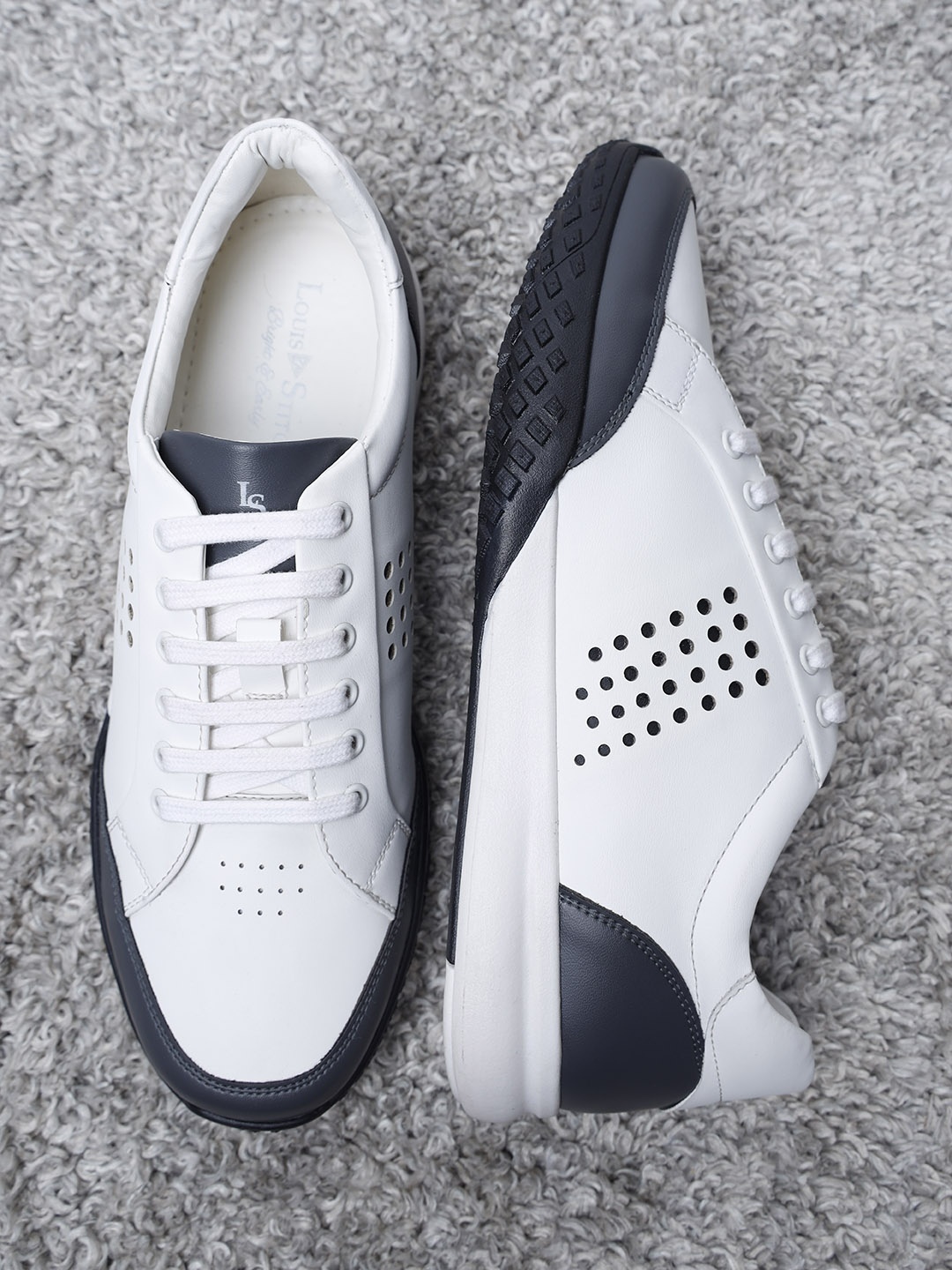 

LOUIS STITCH Men's Casual Side Punch Sneakers, White