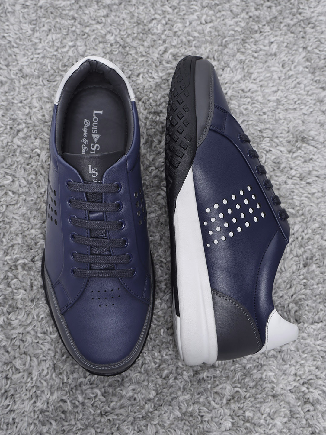 

LOUIS STITCH Men's Casual Side Punch Blue Sneakers