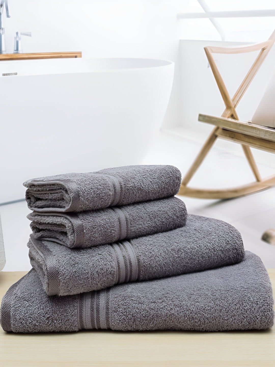 

Aura Grey 4Pcs Cotton 400 GSM Towel Set