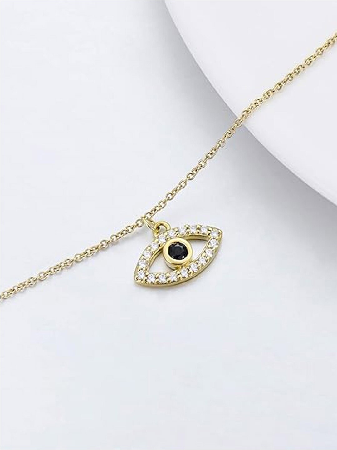 

OOMPH Stone-Studded Evil Eye Charm Anklet, Gold