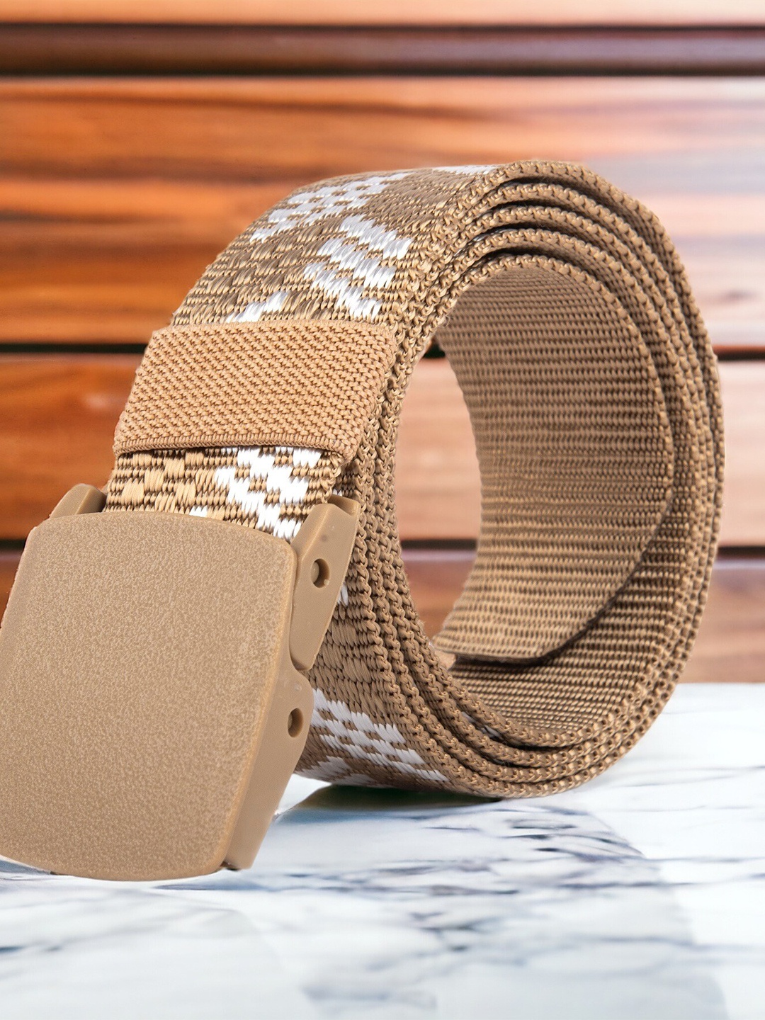 

Kastner Men Woven Design Belt, Cream