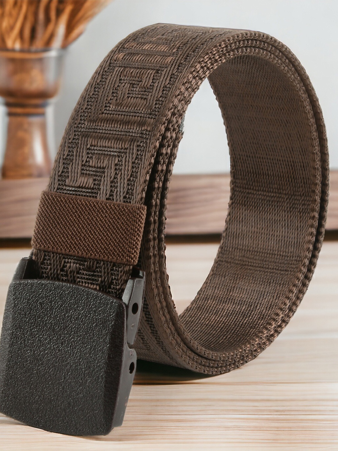

Kastner Men Woven Design Slider Buckle Belt, Brown