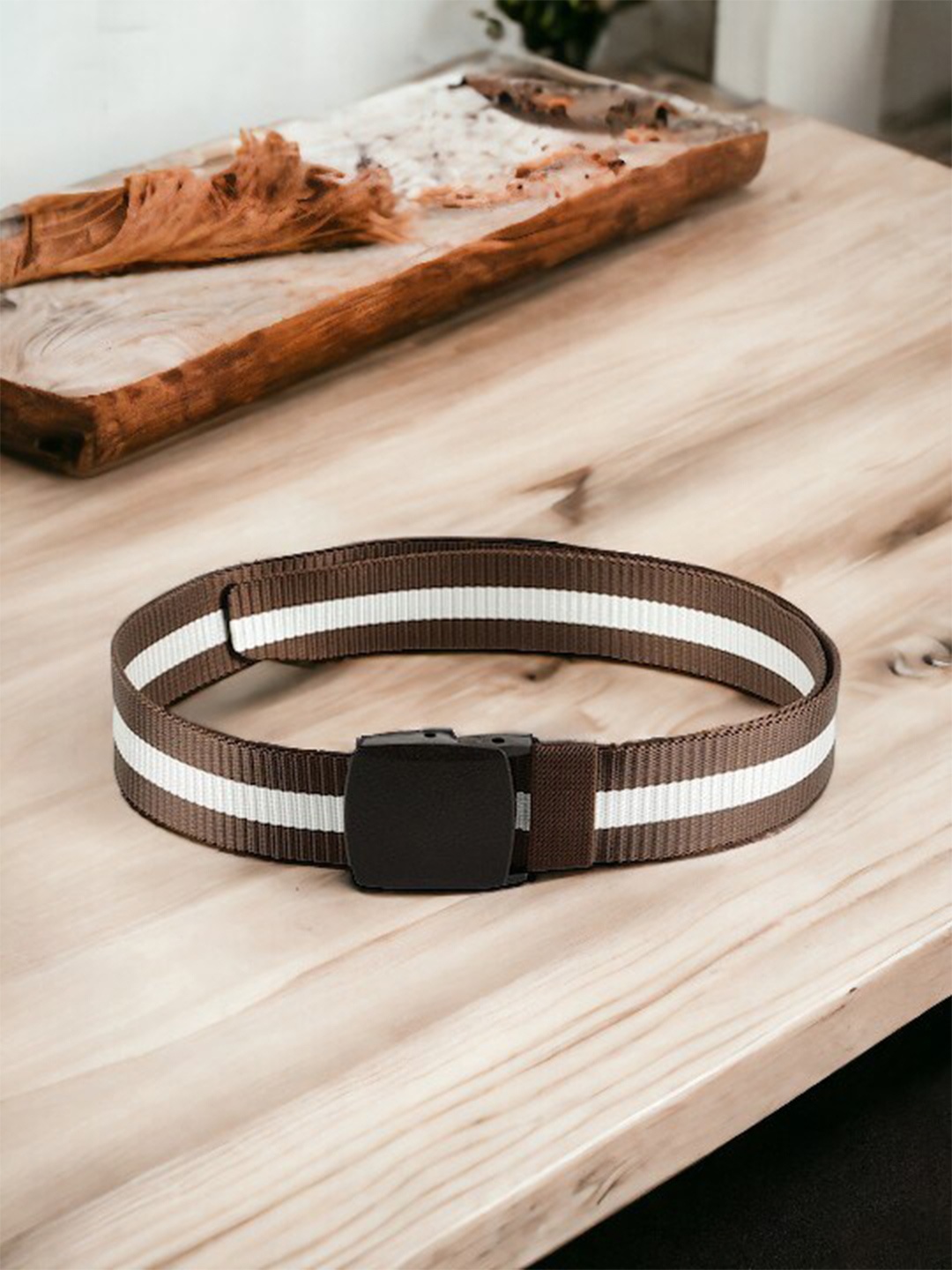 

Kastner Men Woven Design Slider Buckle Belt, Brown