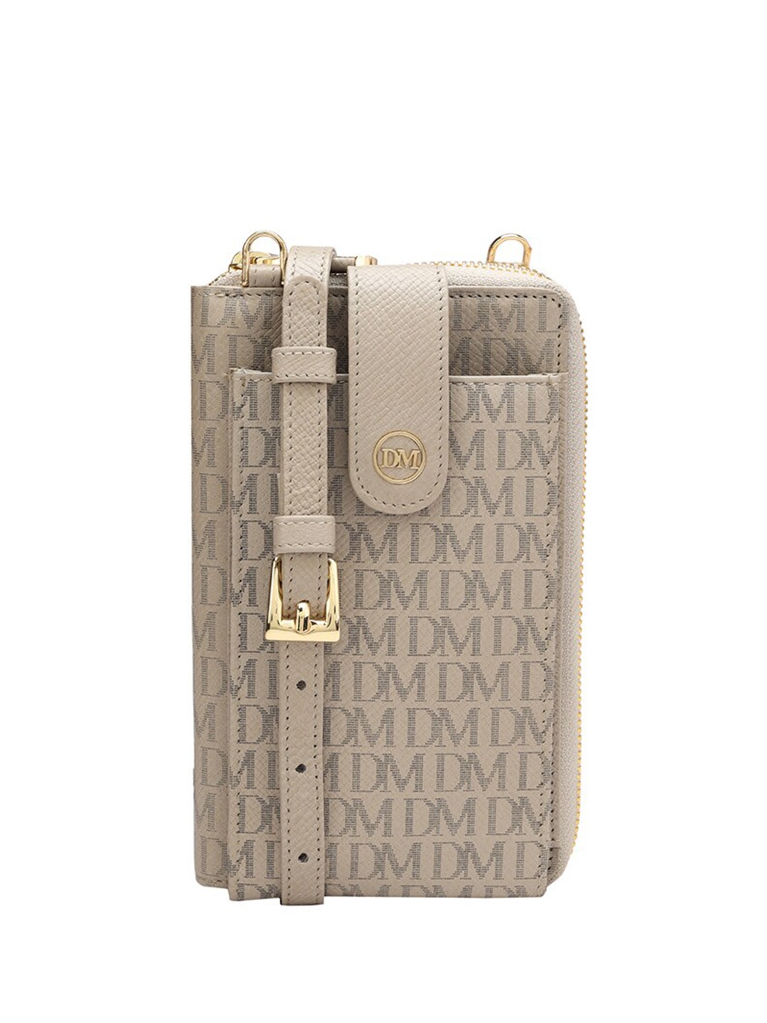 

Da Milano Unisex Printed Leather Messenger Bag, Off white