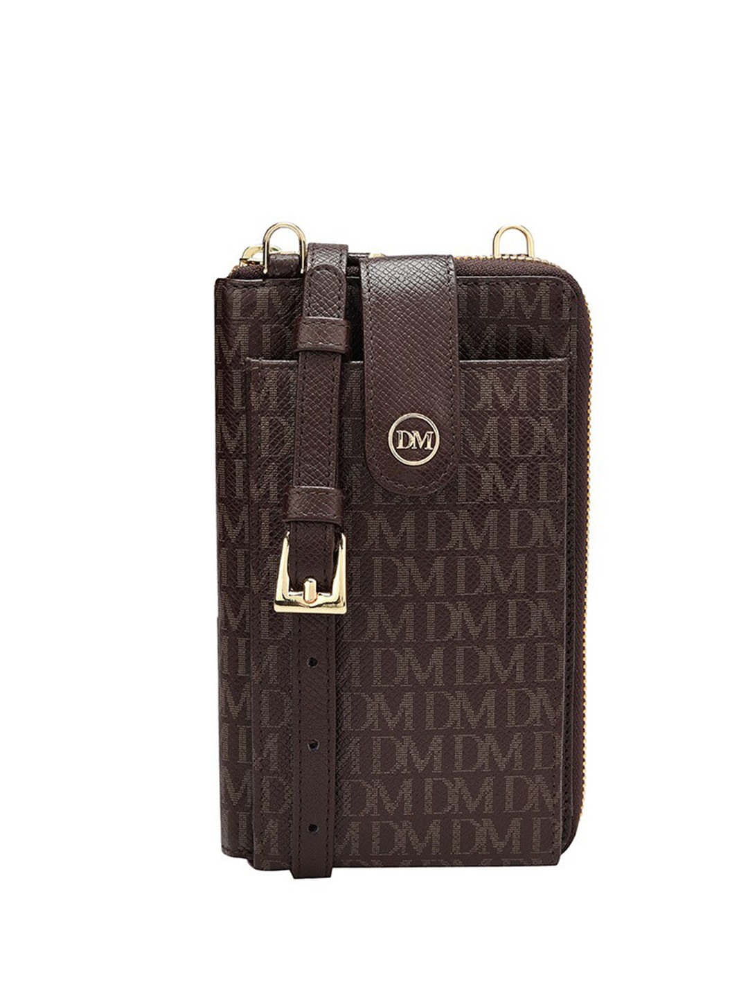 

Da Milano Unisex Printed Leather Messenger Bag, Brown