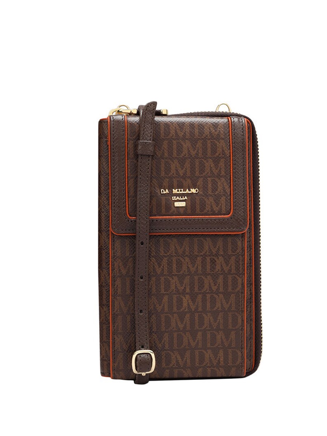 

Da Milano Unisex Brown Printed Messenger Bag