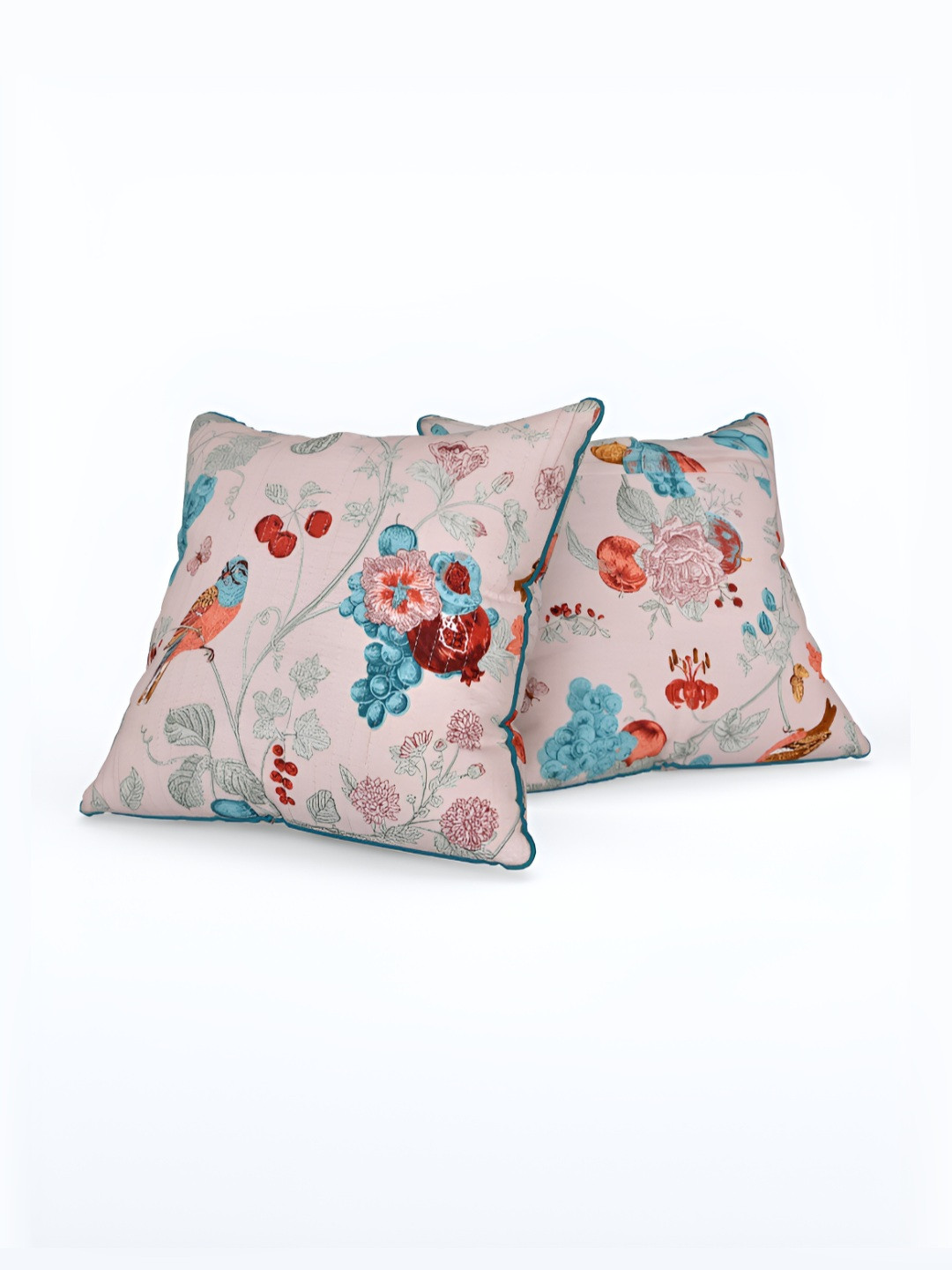 

Jinaya's Red 2 Pieces Floral Square Cushion Covers