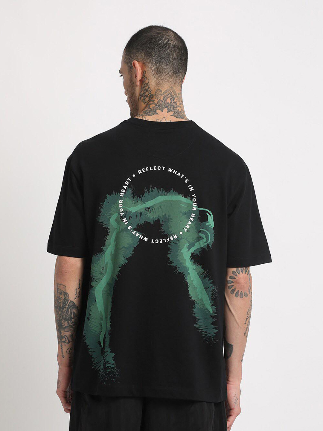 

THE BEAR HOUSE Graphic Printed Regular Fit Cotton T-shirt, Black