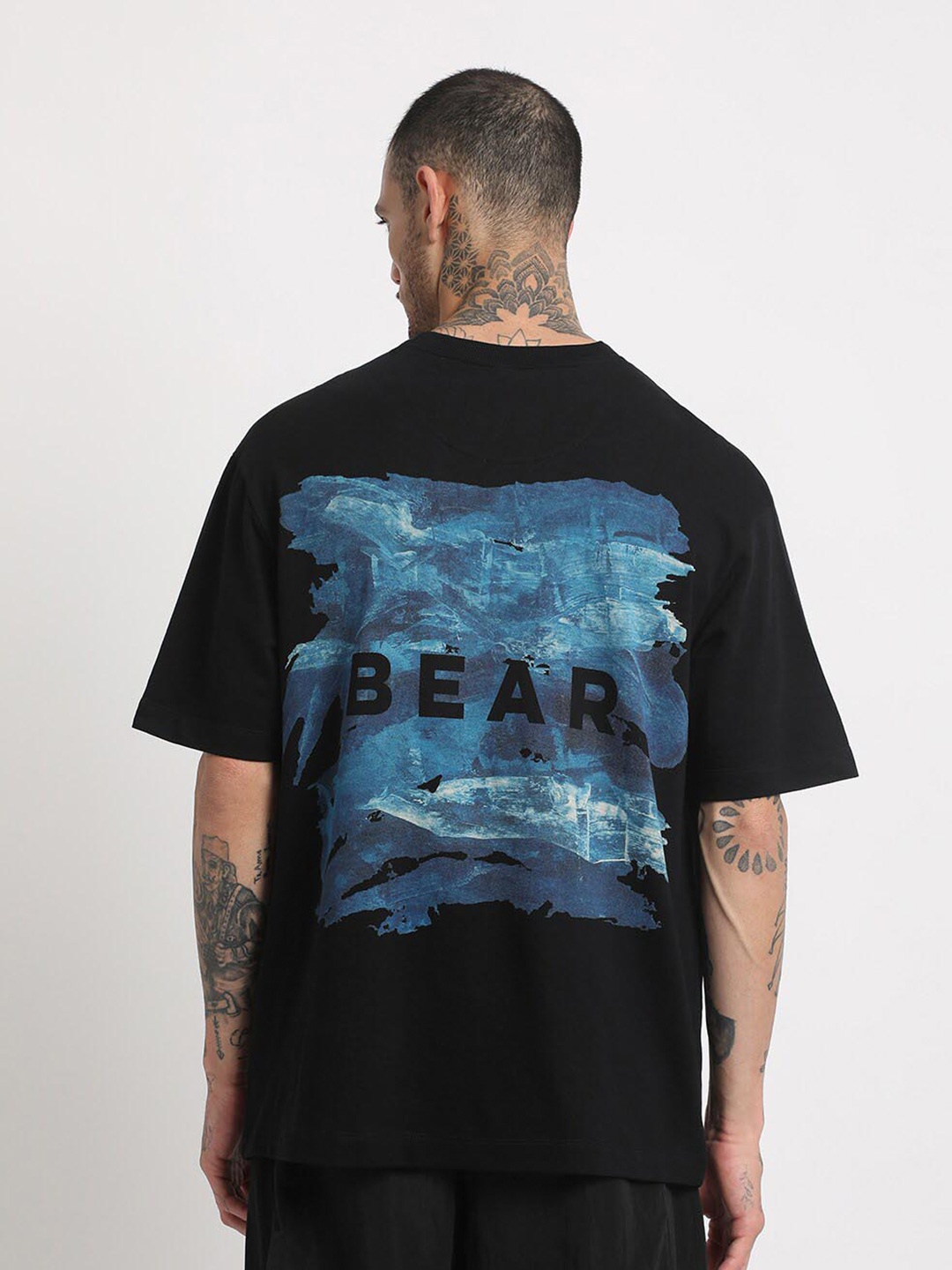 

THE BEAR HOUSE Typpgraphy Printed Regular Fit Cotton T-shirt, Black