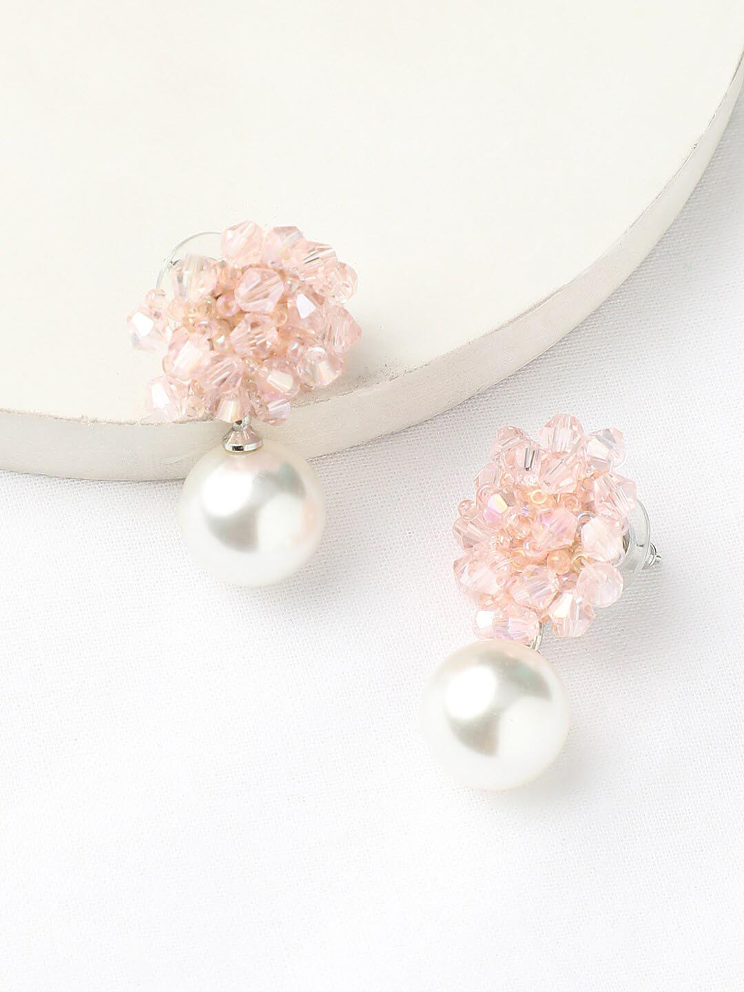 

DressBerry Gold-Plated Beaded Drop Earrings, Cream