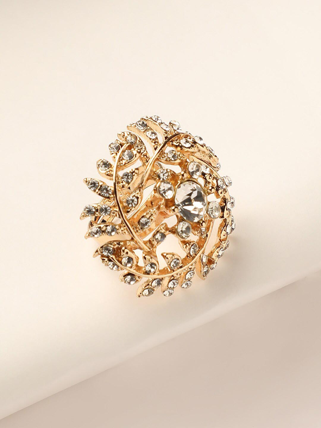 

DressBerry Gold-Plated Stone-Studded Finger Ring