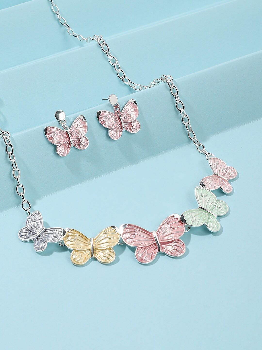 

DressBerry Silver-Plated Butterfly Jewellery Set