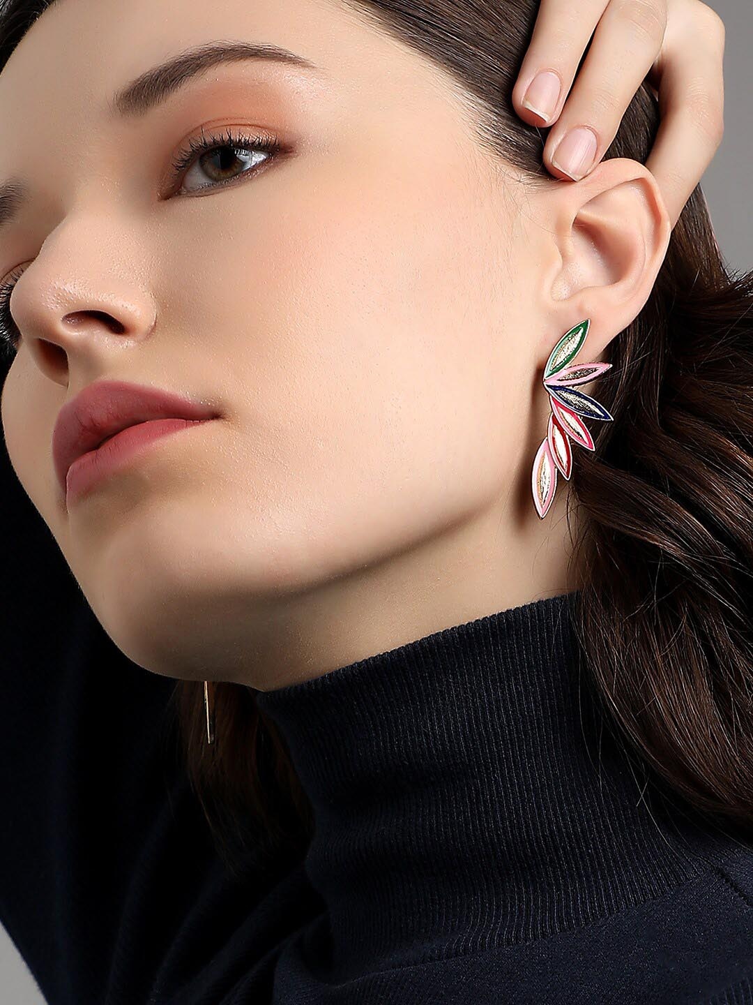 

DressBerry Gold-Plated Contemporary Earrings, Pink