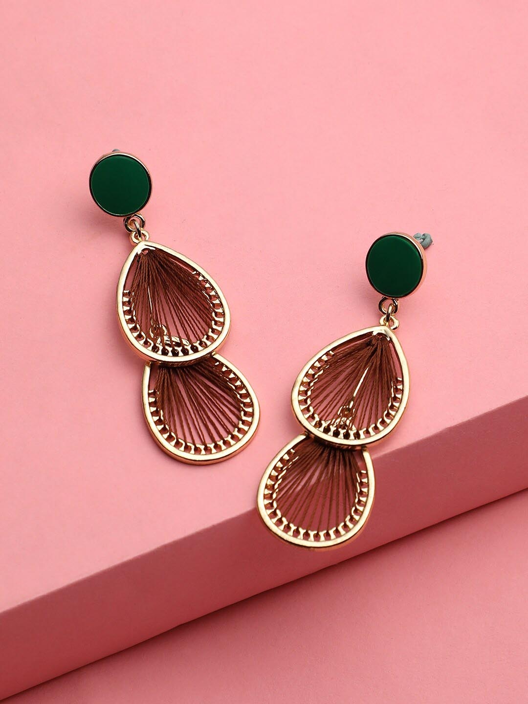 

DressBerry Green Gold plated Drop Earrings