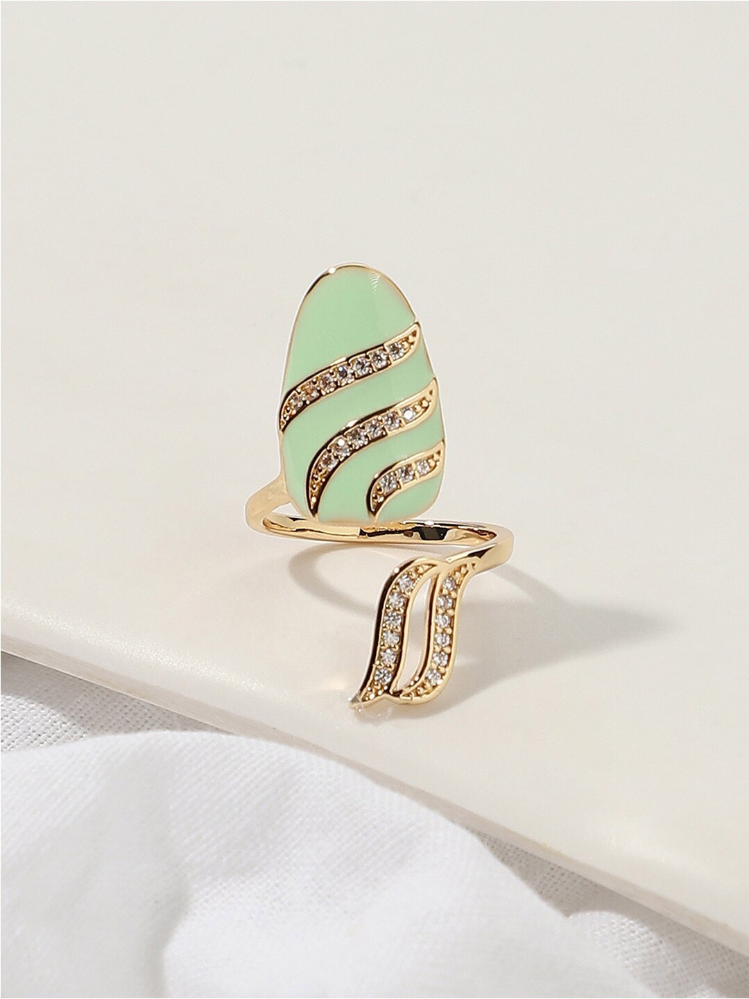 

DressBerry Gold-Plated Stone Studded Nail Ring