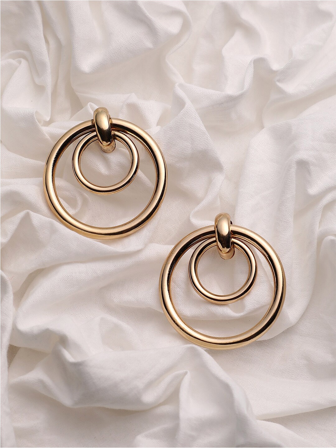 

DressBerry Gold-Toned Gold-Plated Circular Drop Earrings