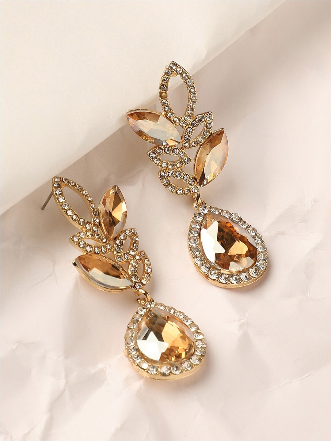 

DressBerry Gold-Toned Gold-Plated Contemporary Drop Earrings