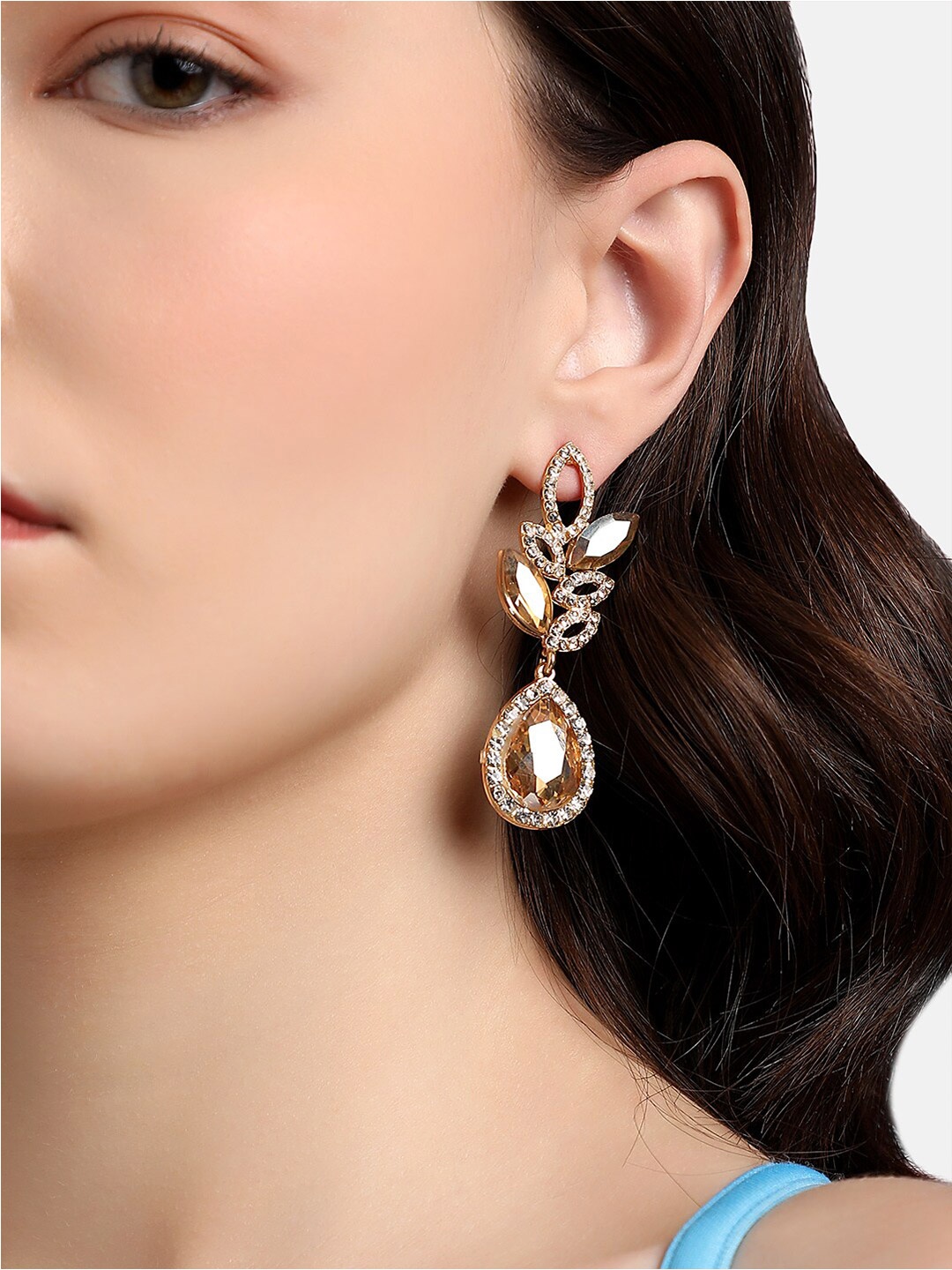 

DressBerry Gold-Toned Gold-Plated Contemporary Drop Earrings