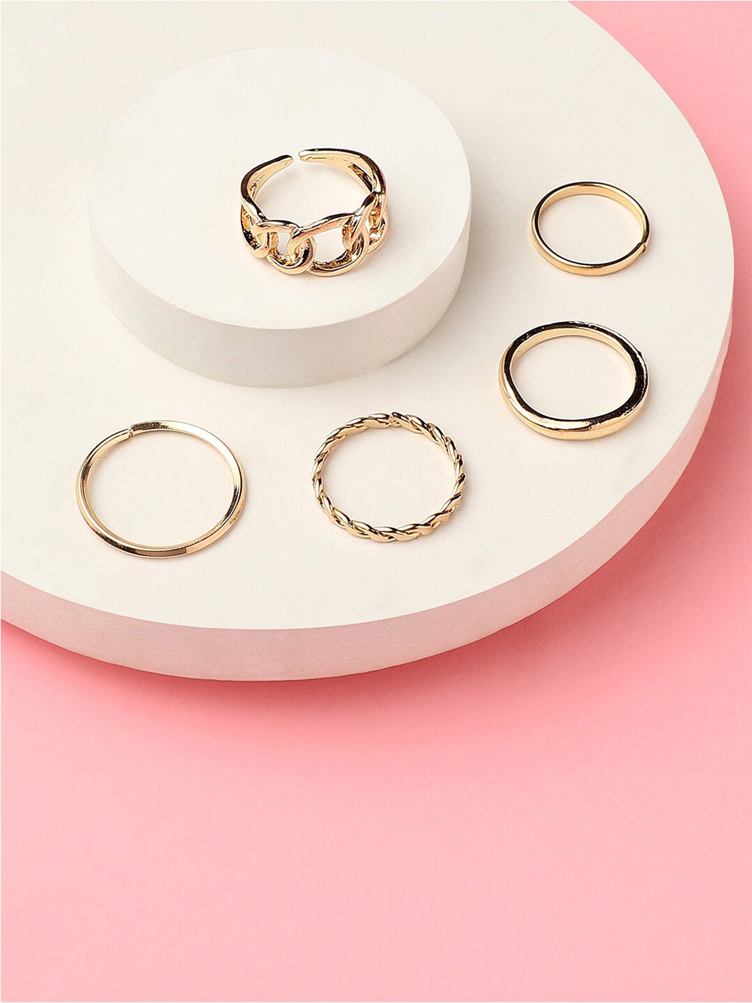 

DressBerry Set Of 4 Gold-Plated Finger Rings