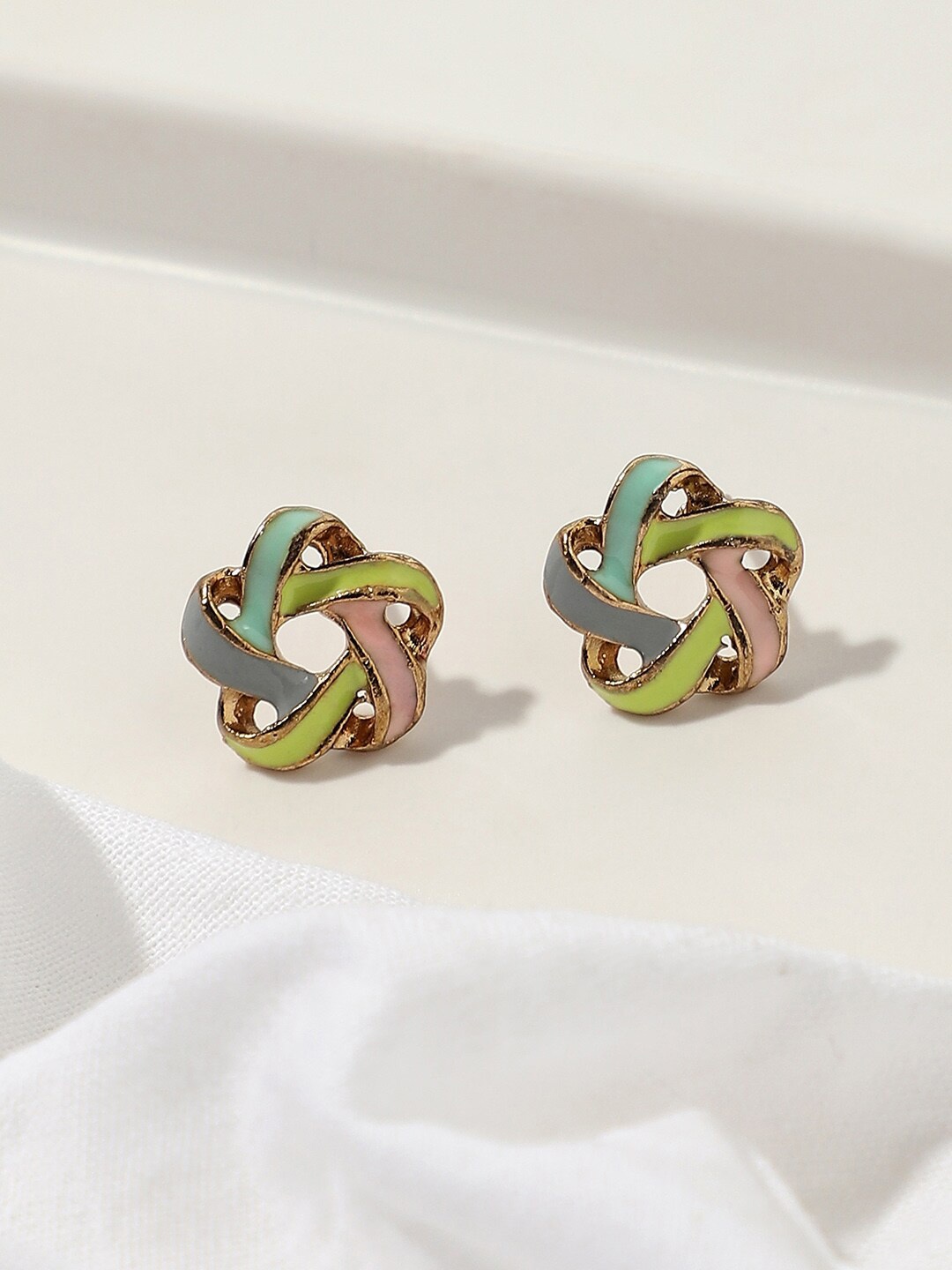 

DressBerry Gold Toned & Green Gold Plated Studs Earrings