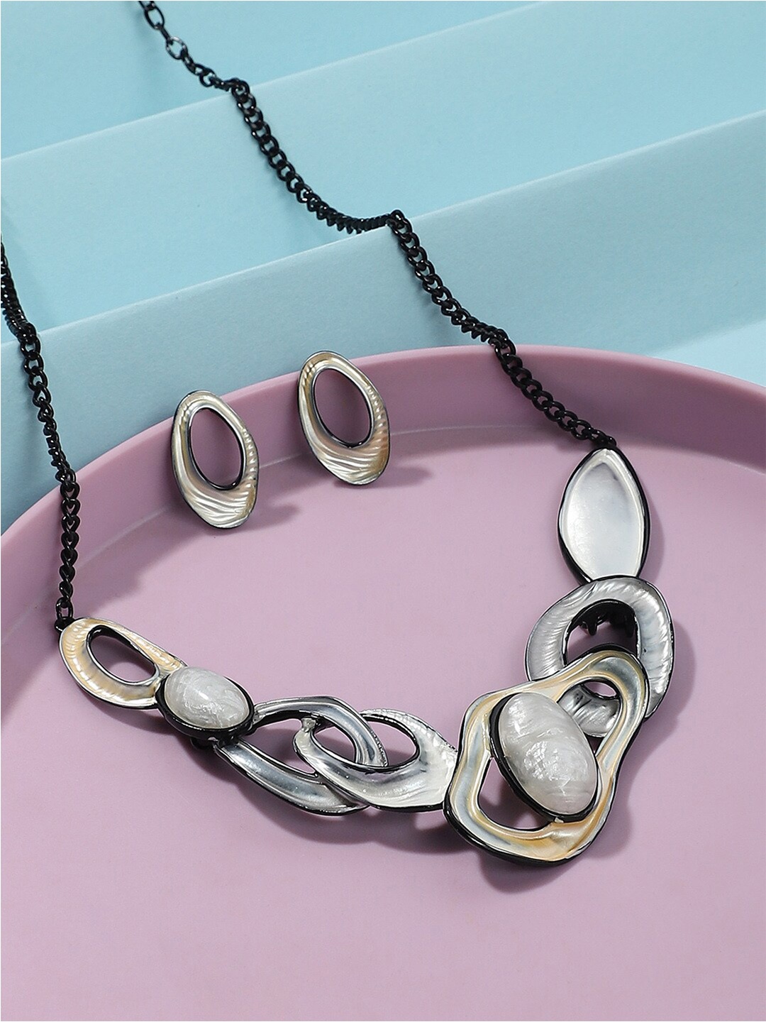 

DressBerry Abstract Stone-Studded Jewellery Set, Silver