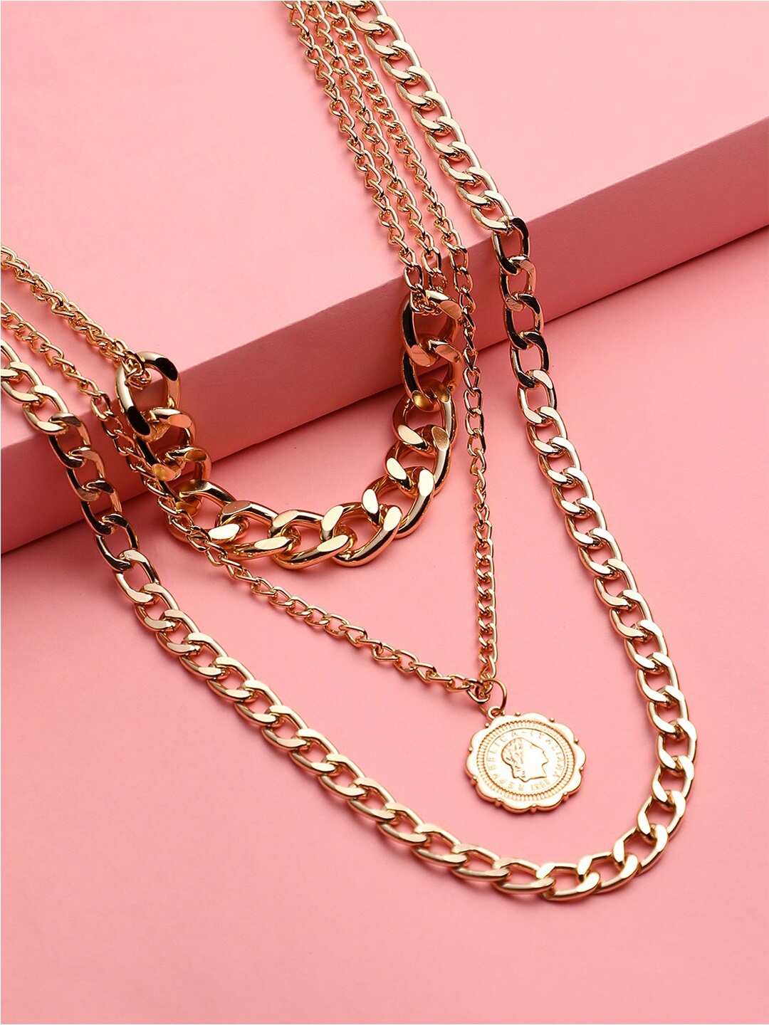 

DressBerry Gold-Toned Gold-Plated Layered Necklace