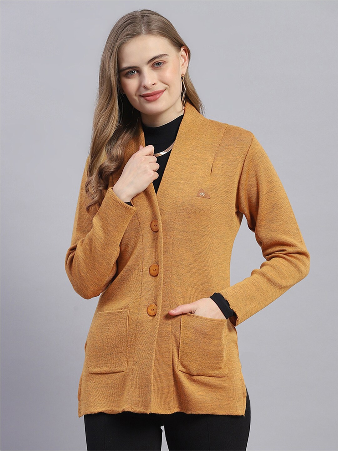 

Monte Carlo V-Neck Pure Woollen Cardigan, Mustard