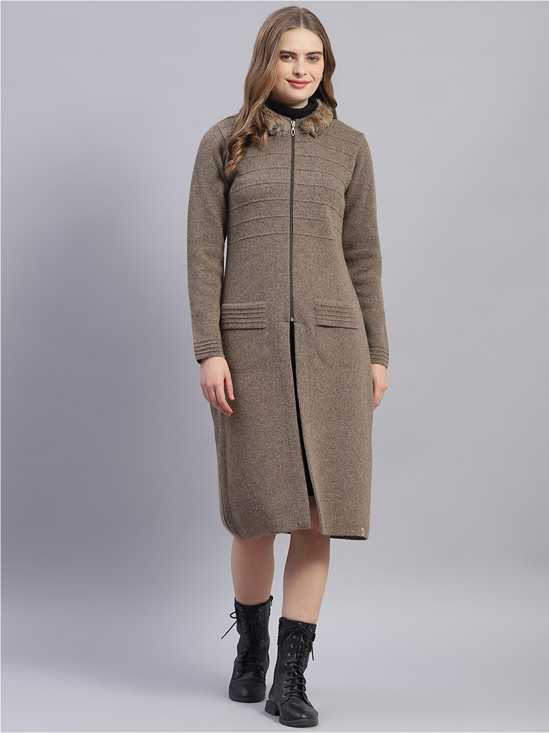

Monte Carlo Striped Longline Pullover, Brown