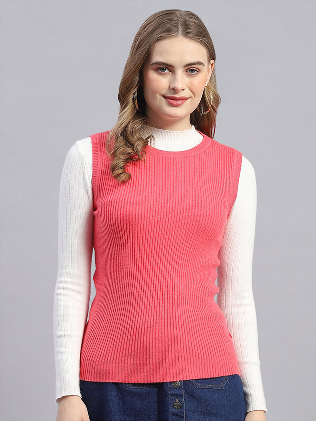 

Monte Carlo Ribbed Sweater Vest, Pink