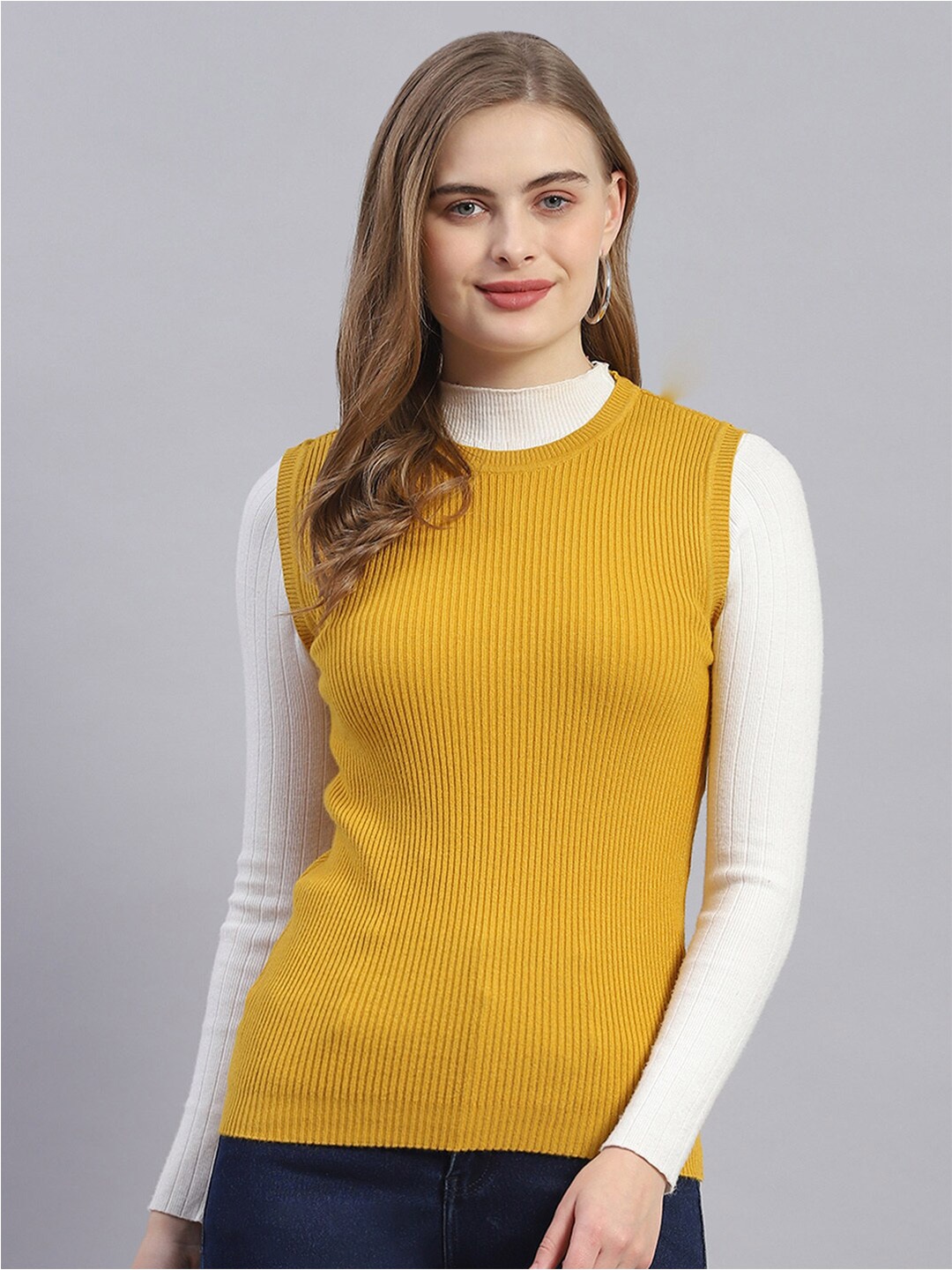 

Monte Carlo Sleeveless Woollen Sweater Vest, Yellow