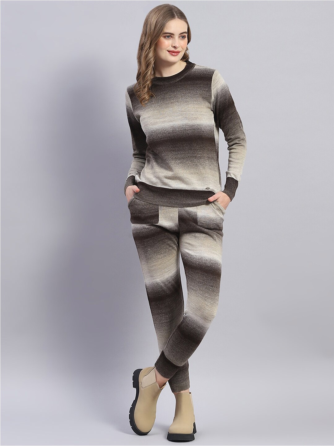 

Monte Carlo Round Neck Sweatshirt & Trousers Co-Ords Set, Brown