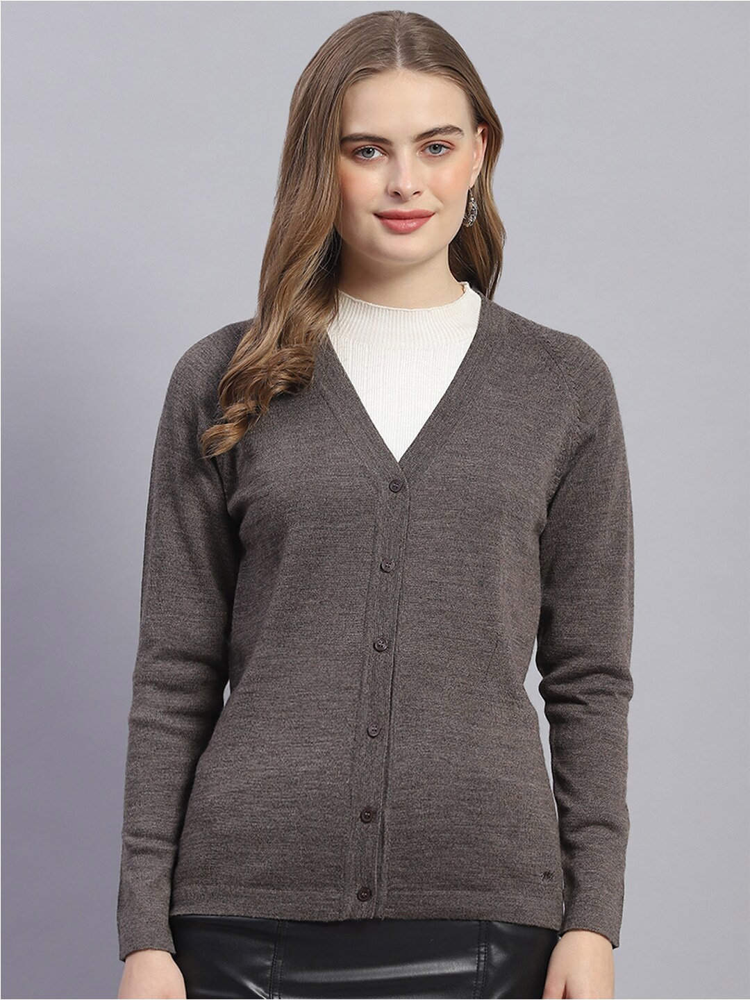 

Monte Carlo V-Neck Woollen Cardigan, Grey