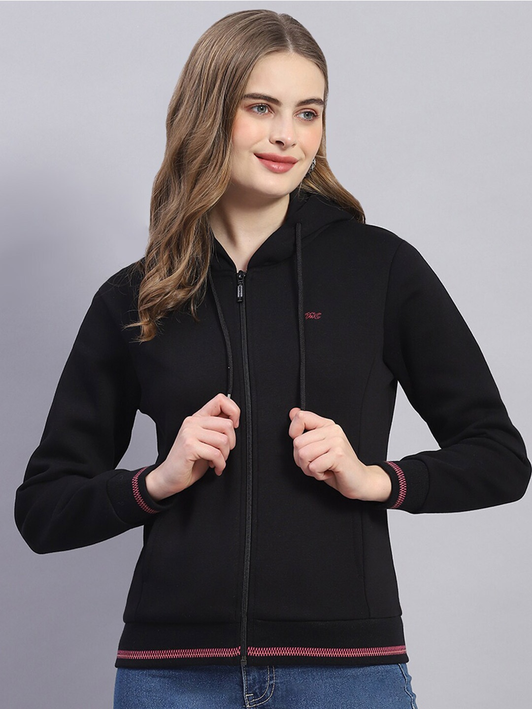 

Monte Carlo Hooded Front-Open Sweatshirt, Black