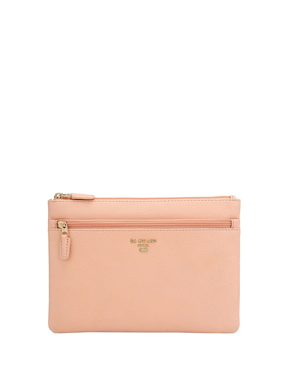 Da Milano Women Wax Leather Travel Pouch, Peach