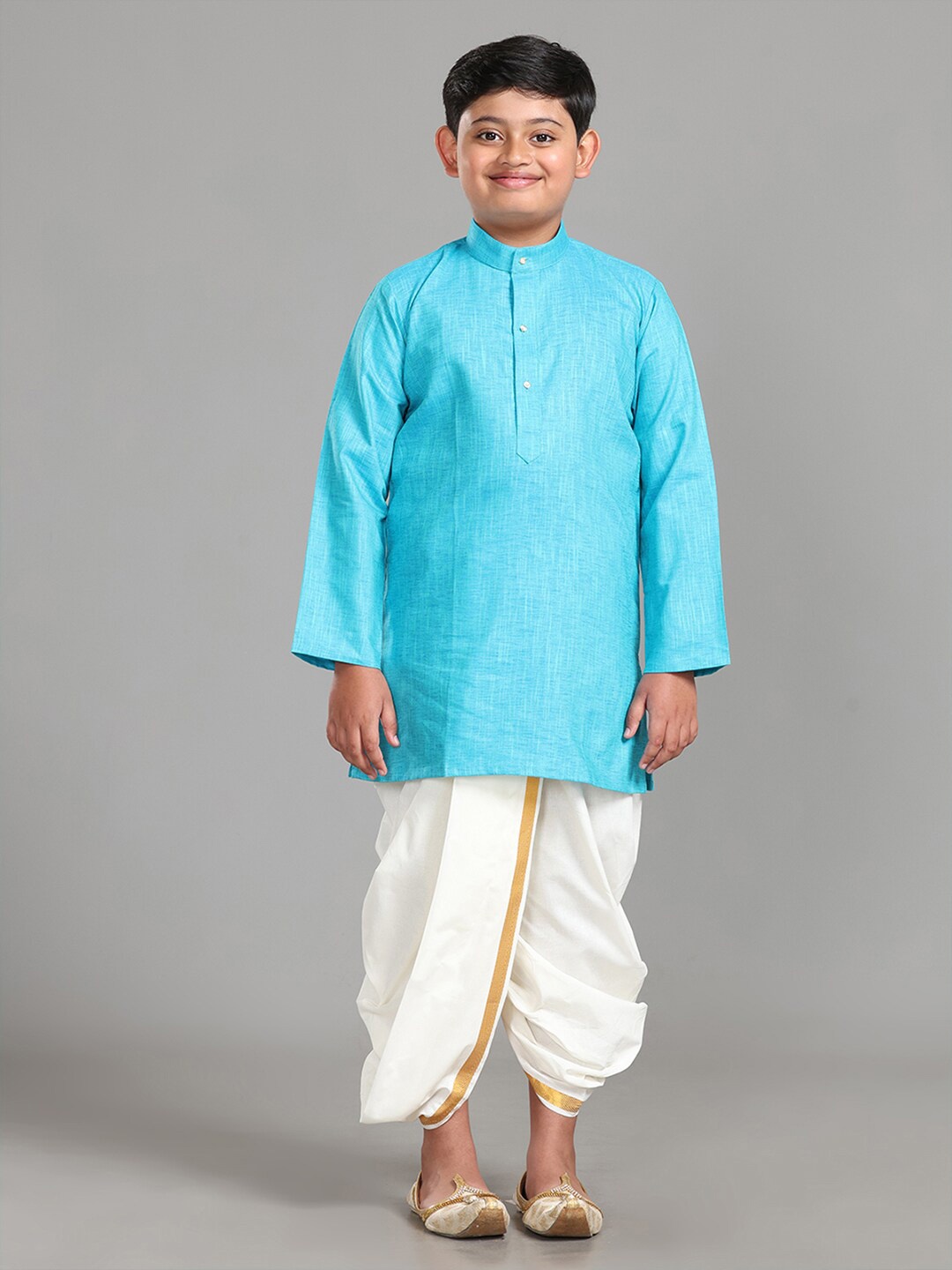 

ALAYA Go Trendy Junior Boys Readymade Panchakacham Dhoti & Kurta Set, Blue