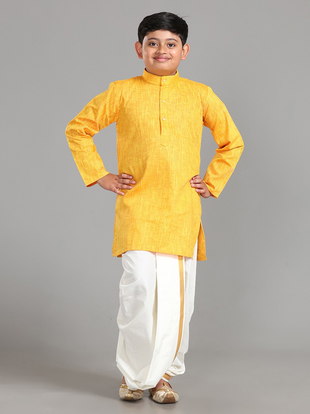 

ALAYA Boys Gold-Toned Regular Kurta with Dhoti Pants