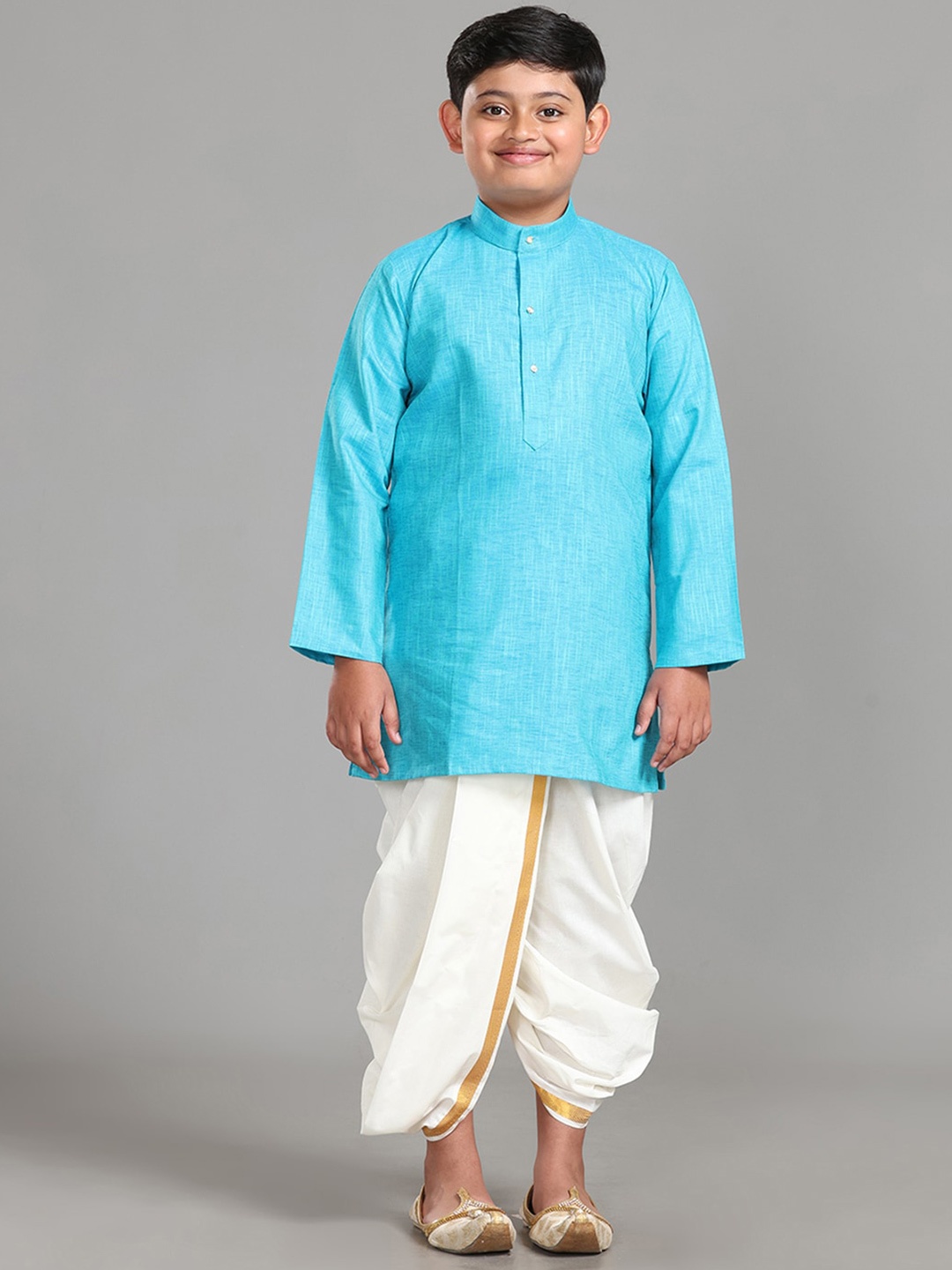 

ALAYA Go Trendy Junior Boys Readymade Panchakacham Dhoti & Kurta Set, Blue