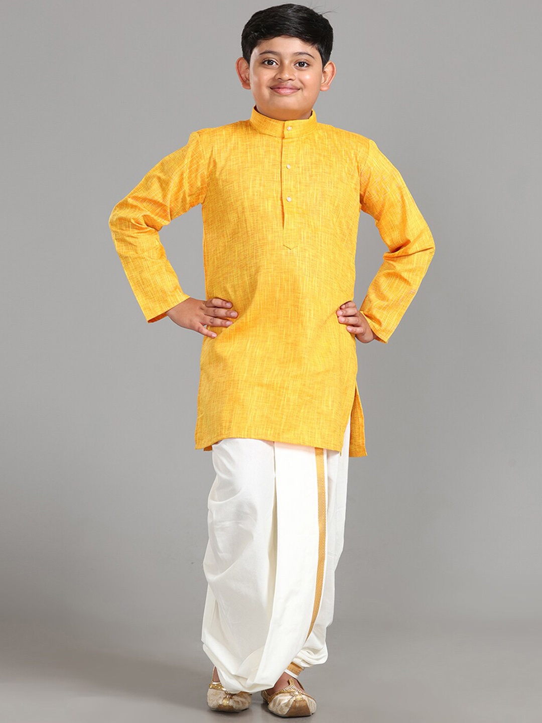 

ALAYA Boys Gold-Toned Regular Kurta with Dhoti Pants