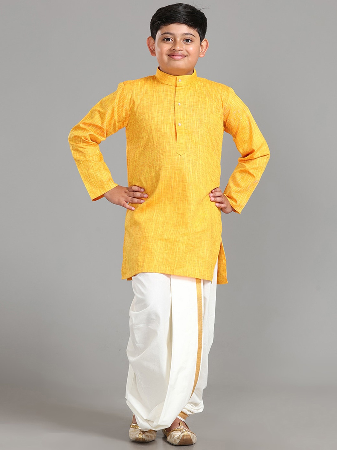 

ALAYA Boys Gold-Toned Regular Kurta with Dhoti Pants