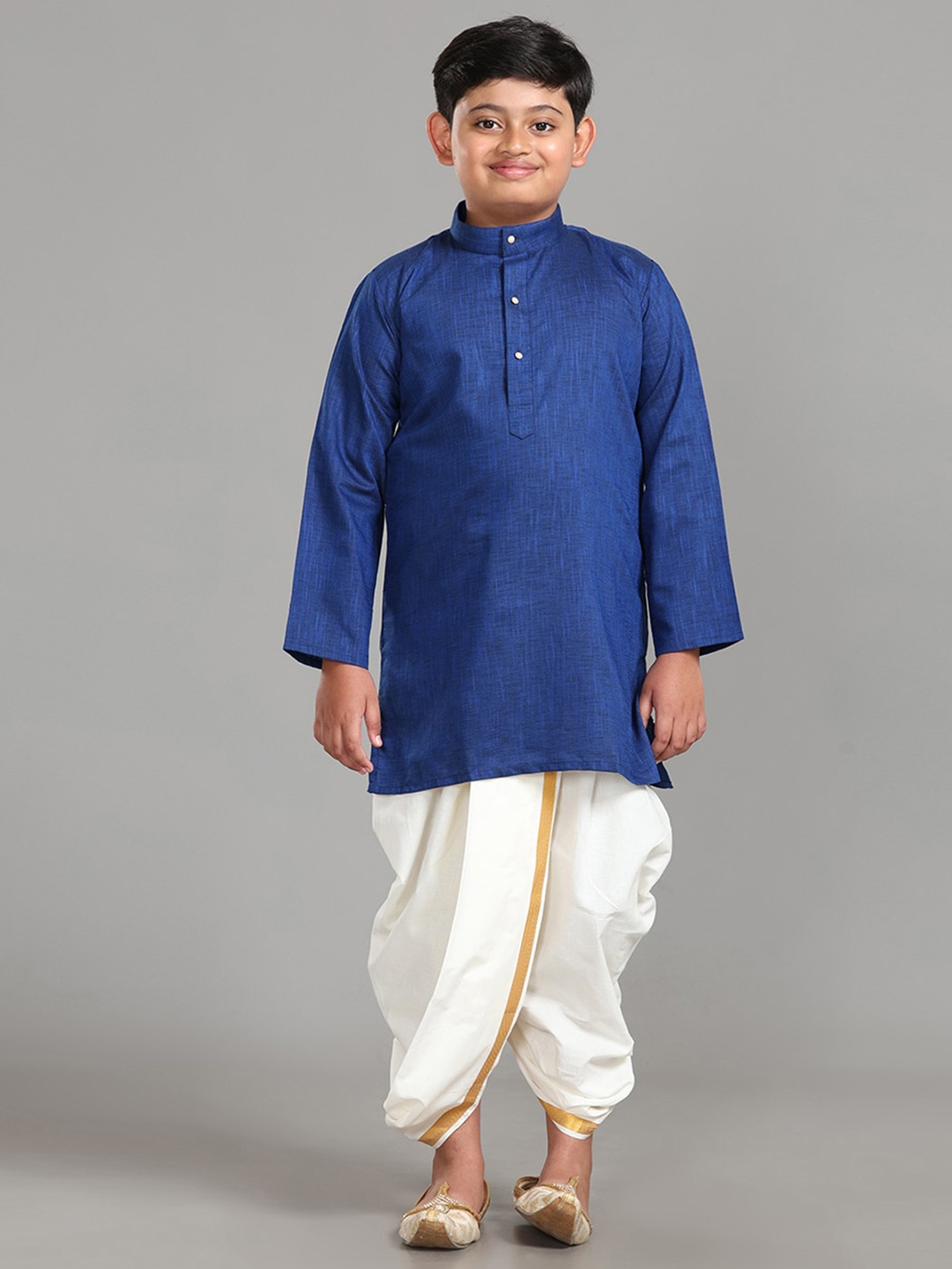

ALAYA Boys Navy Blue Regular Kurta with Dhoti Pants
