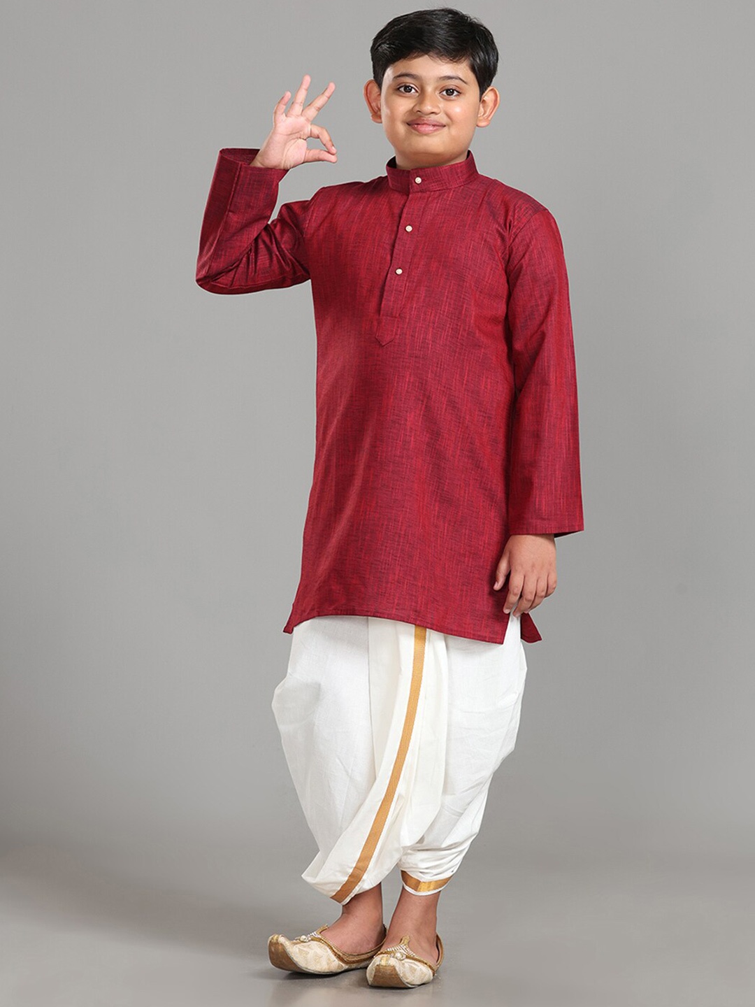 

ALAYA Boys Maroon Regular Kurta with Dhoti Pants