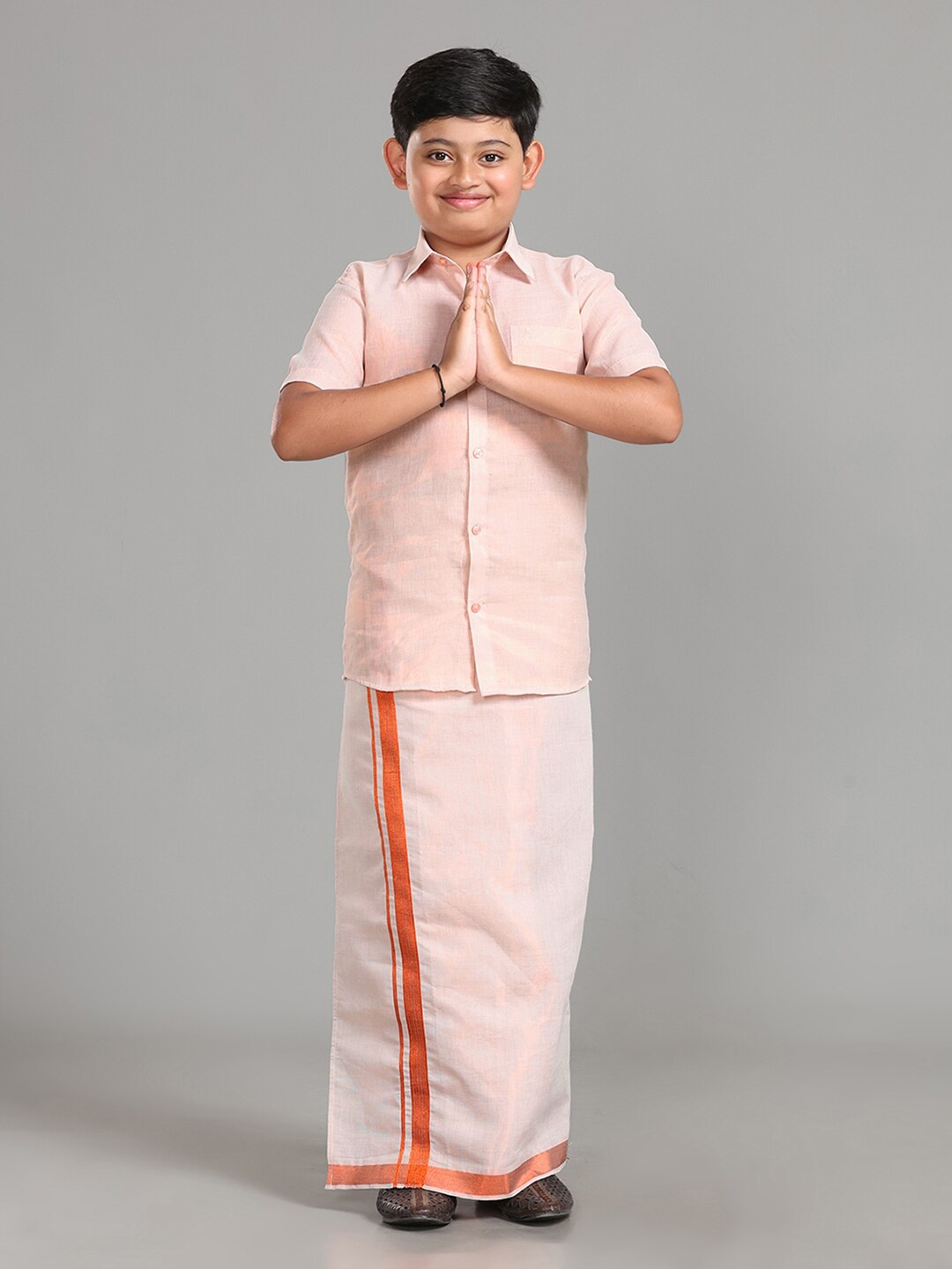 

ALAYA Boys Readymade Veshti & Shirt, Copper
