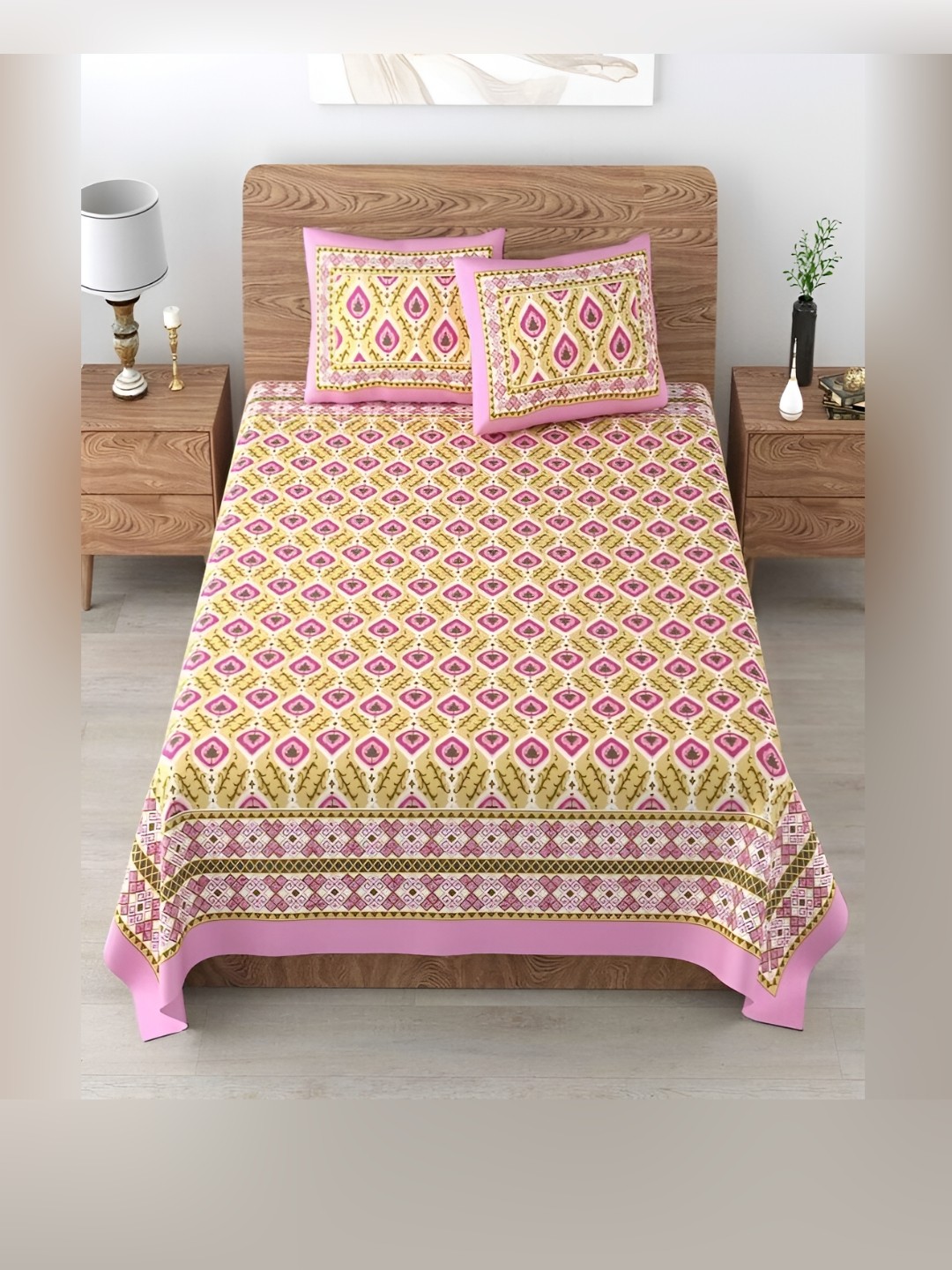 

Frizka White 210 TC King Bedsheet with 2 Pillow Covers