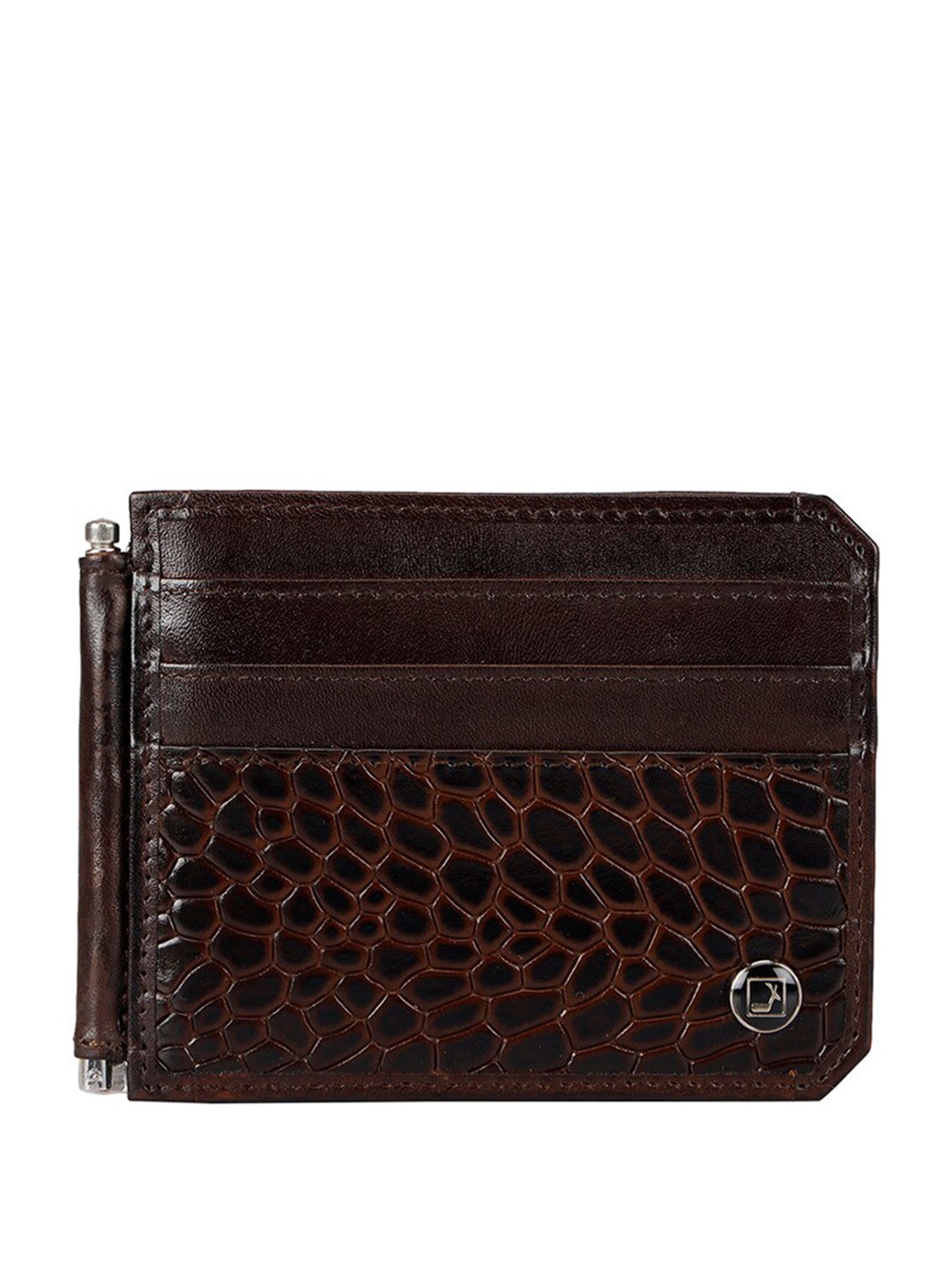 

Da Milano Unisex Textured Leather Money Clip, Brown