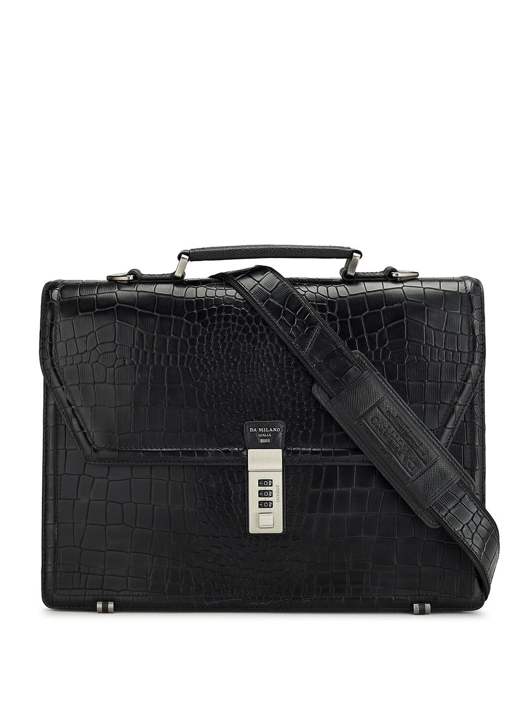 

Da Milano Textured Messenger Bag, Black