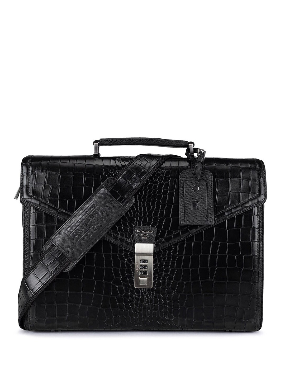 

Da Milano Textured Messenger Bag, Black