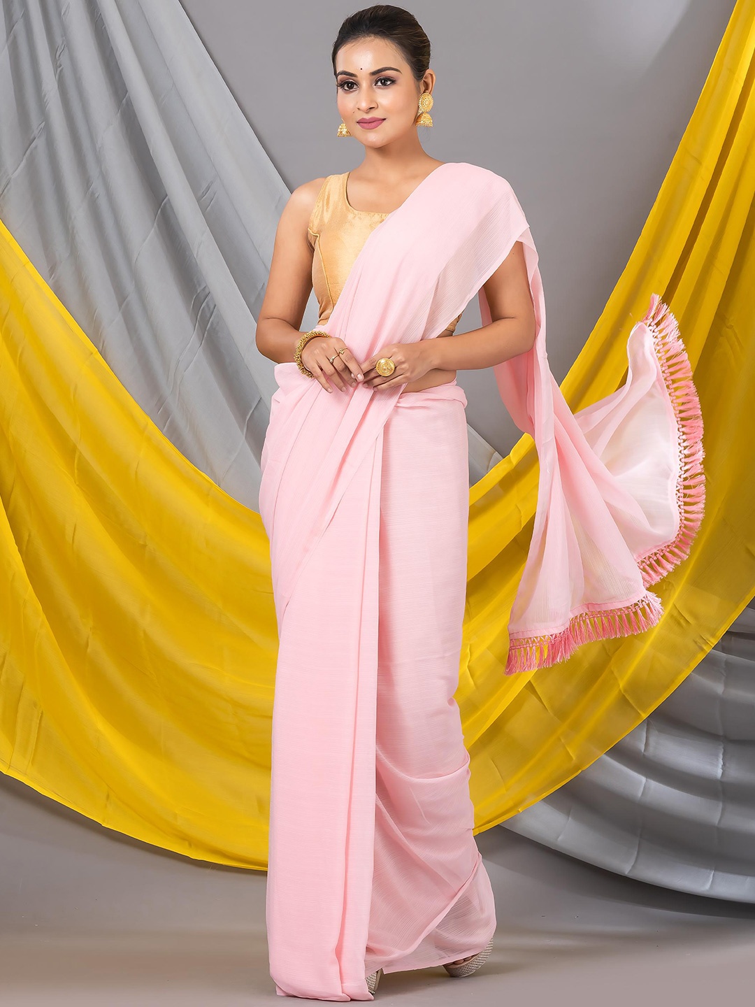 MAHALASA Art Silk Designer Saree, Pink