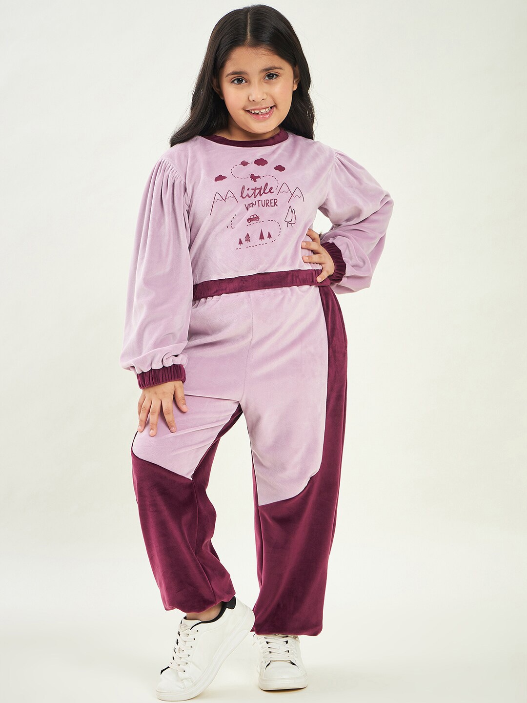 

Stylo Bug Girls Printed T-shirt With Pyjamas, Purple